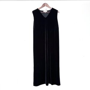 Whimsigoth Velvet Maxi Dress VTG August Max Black Sleeveless A-Line Size 1X XL